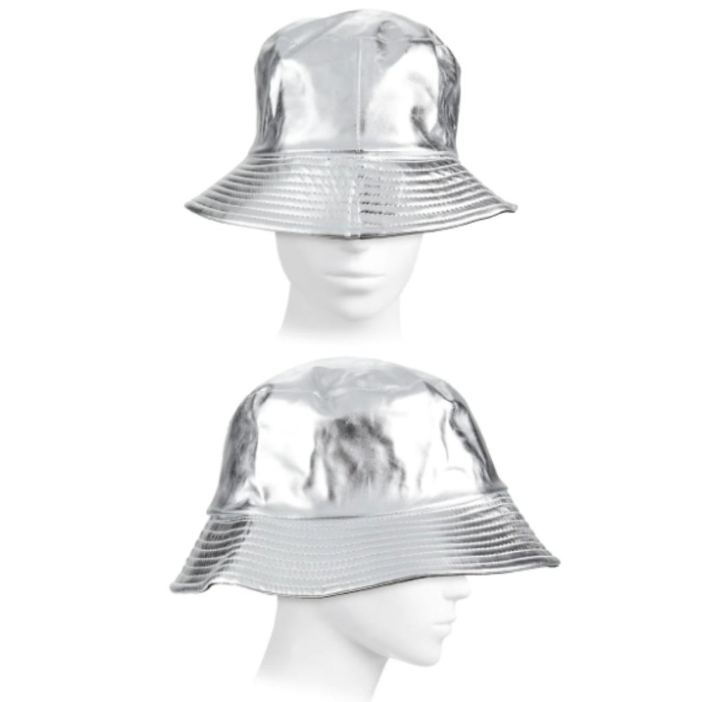 Marcus Adler Reversible Metallic Silver Bucket Hat New - Picture 2 of 10
